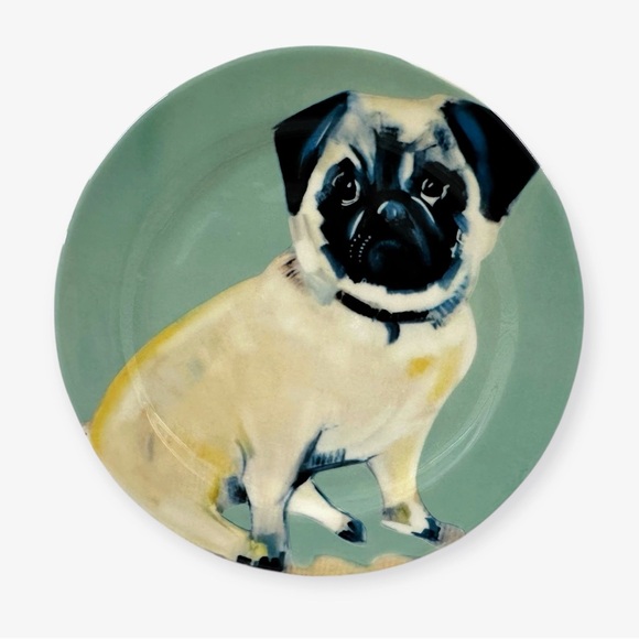 Anthropologie Other - Sally Muir Anthropologie Pug Dog-A-Day Dessert Plate Green England